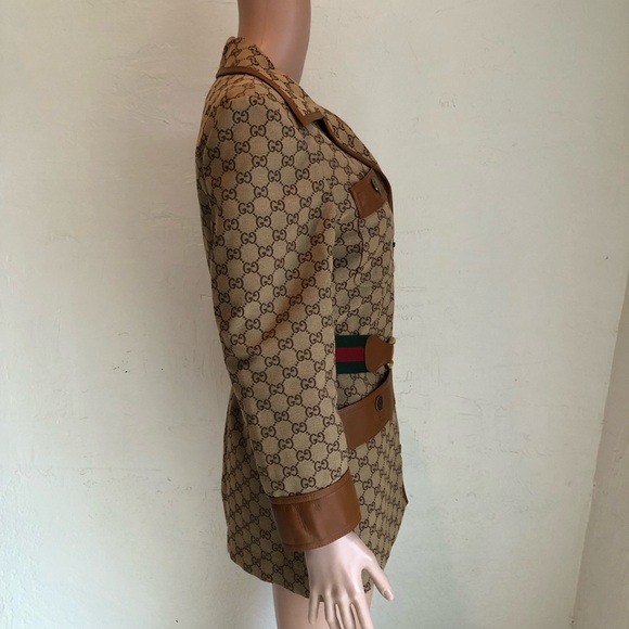 Gucci ARIA Canvas Web Belt Ebony/Tan GG Monogram Jacket Women’s Size 40(M) - Picture 4 of 16